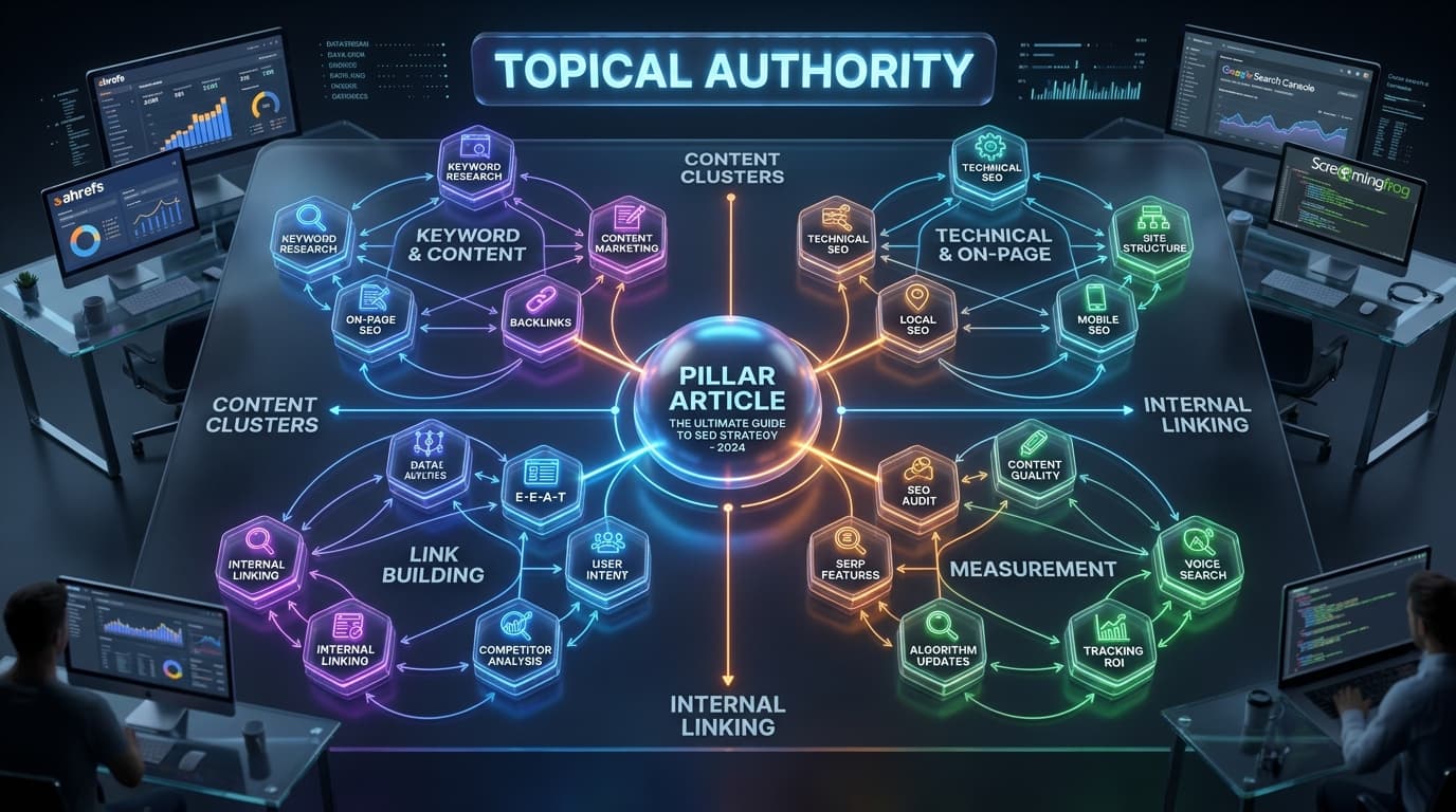 Topical Authority: How to Build Complete Content Clusters That Dominate Entire Keyword Categories - topical authority seo content cluster strategy guide by Sadab